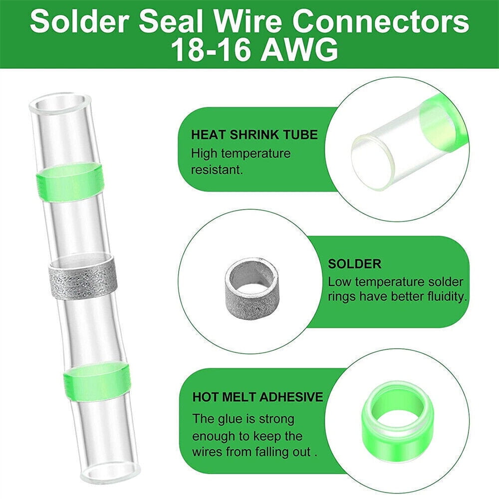 500Pcs 18-16 Gauge Solder Seal Sleeve Heat Shrink Wire Connectors Waterproof AWG