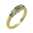 thumbnail image 1 of LBG British Made 10k Yellow Gold ring with Natural Tanzanite & Opal Womens band Ring - 33 size options - Size 11, 1 of 7