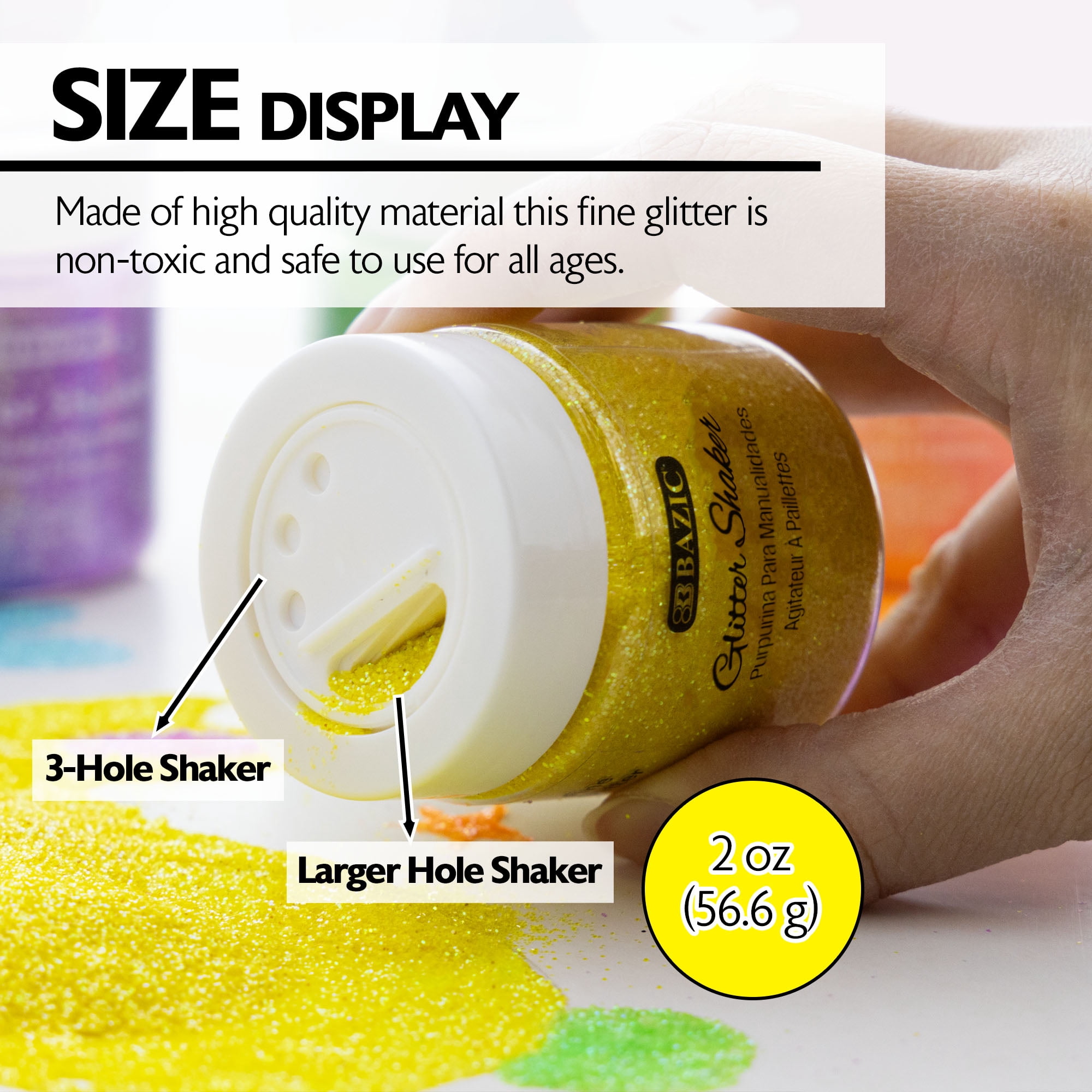 BAZIC Glitter Shaker Neon Metallic, Halloween Sparkling Powder, 12-Packs