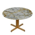 thumbnail image 3 of Round Fitted Tablecloth White and Gold Marble Print Table Cloth with Elastic Edged Waterproof Wipeable Round Table Cover for Patio Parties Outdoor Decor, 3 of 7