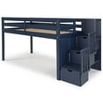 thumbnail image 5 of Bedz King Contemporary Low Loft Twin Bed with 3 Step-Stairway, Blue with Pink & White Tent, 5 of 9