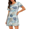 thumbnail image 1 of Vsdgher Motif Coraux d'Algues et Coquillages Chemise de Nuit à Manches Courtes Col Rond Mignonne Robe de Nuit Confortable, 1 of 6