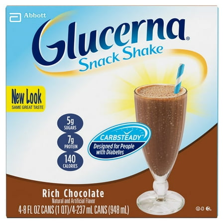Glucerna Snack Shake, To Help Manage Blood Sugar, Rich Chocolate, 8 Oz, 4 Ct