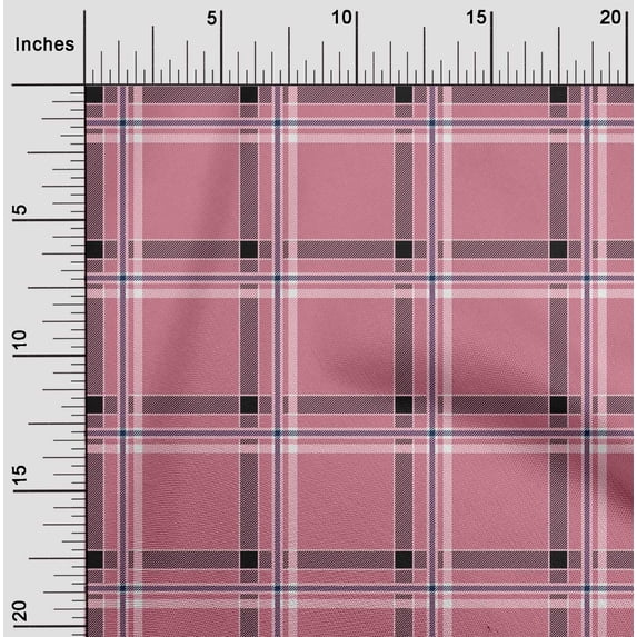 oneOone Georgette Viscose Fabric Tartan Check Printed Craft Fabric BTY 42 Inch Wide