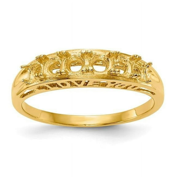 Finest GoldXMR22-6-7 14K Yellow Gold Polished 6-Stone Mothers Ring Mounting - Size 7