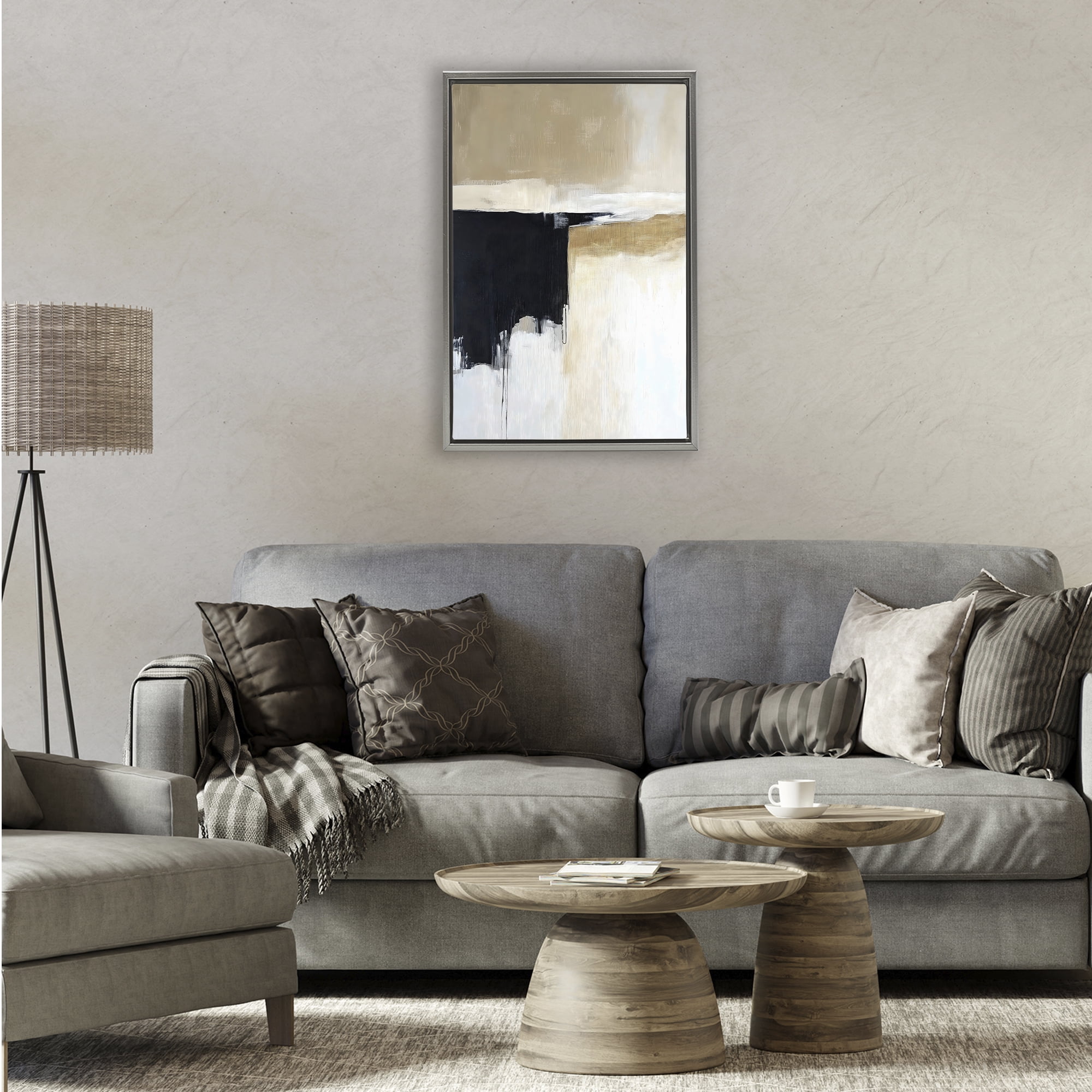 Stupell Industries Desert Shades Muted Neutrals Gray Framed Floater Canvas Wall Art, design by Gina Kelly