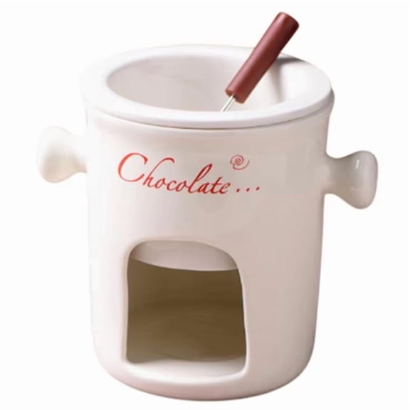Fondue Mug Ceramic Chocolate Melting Fondue Pot Chocolate Fondue Mugs Snack Candy Chocolate Melter Pot White