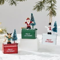 3-Pack Mini Mailbox Christmas Tree Ornaments – Vintage Resin & Metal Money Holder Decorations, Letters to Santa Post Box Hanging Décor for Home, Indoor Outdoor, Gift for Kids & Families