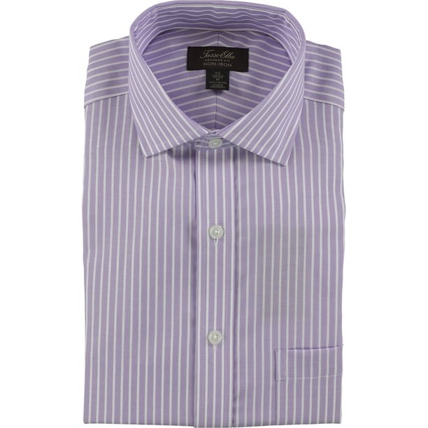 Tasso Elba - Camisa de vestir con botones de sarga sin planchado para hombre, lavanda, 15