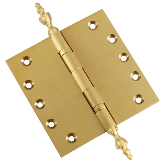 EMBASSY Door Hinge 5 x 5 Solid Brass Satin Brass with Urn Tips