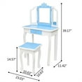 thumbnail image 7 of Kids Vanity Table Stool Set, Toddler Wooden Dressing Table with Tri-Fold Mirror & Drawer, Detachable Large Top, Princess Pretend Play Makeup Dresser for Little Girls (Blue), 7 of 7