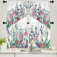 thumbnail image 4 of Leaf Floral Curtains Flower Rod Pocket Window Curtain Plant Printed Curtains (Violet, 27" W x 36" L|4pcs), 4 of 6