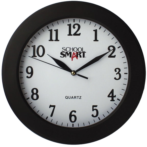 School Smart Wall Clock 10 in White Dial/Black Frame