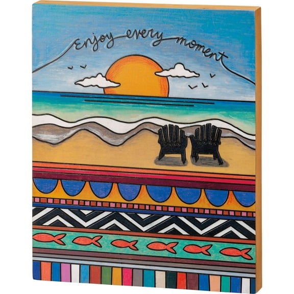 Primitives by Kathy 112812 Enjoy Every Moment Box Sign, 14.25-inch Length, Wood