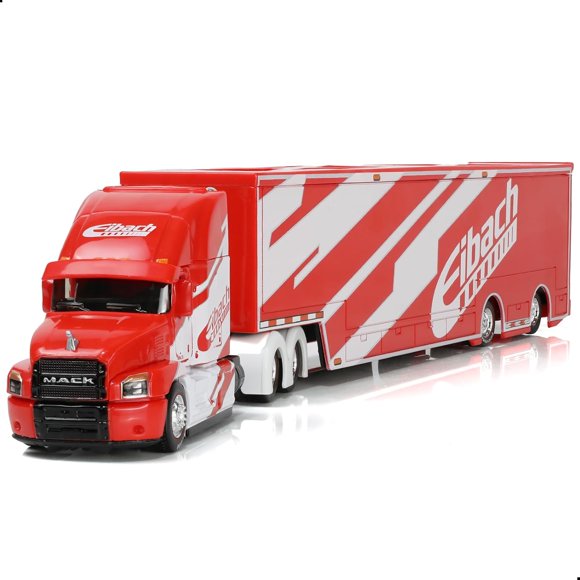 Nuotie Semi Truck Toy with Trailer, 1/64 Scale Alloy Metal Diecast Heavy Semi Truck Trailer Head Toy Model, MAx Diecast Tow Traktor Gift for Boy Adult Model Car Collector -Redwhite