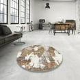 thumbnail image 3 of Ahgly Company Indoor Round Abstract Dark Almond Brown Abstract Area Rugs, 7' Round, 3 of 6