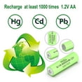 thumbnail image 5 of PKCELL AA Rechargeable Batteries, 1000mAh 1.2V NiMH Double A Battery for Garden Solar Light LED, Pack of 10, 5 of 6