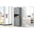 thumbnail image 3 of Tall Bathroom Cabinet with Laundry Basket, Large Storage Space Tilt-Out Laundry Hamper and Upper Storage Cabinet, Grey, 3 of 67