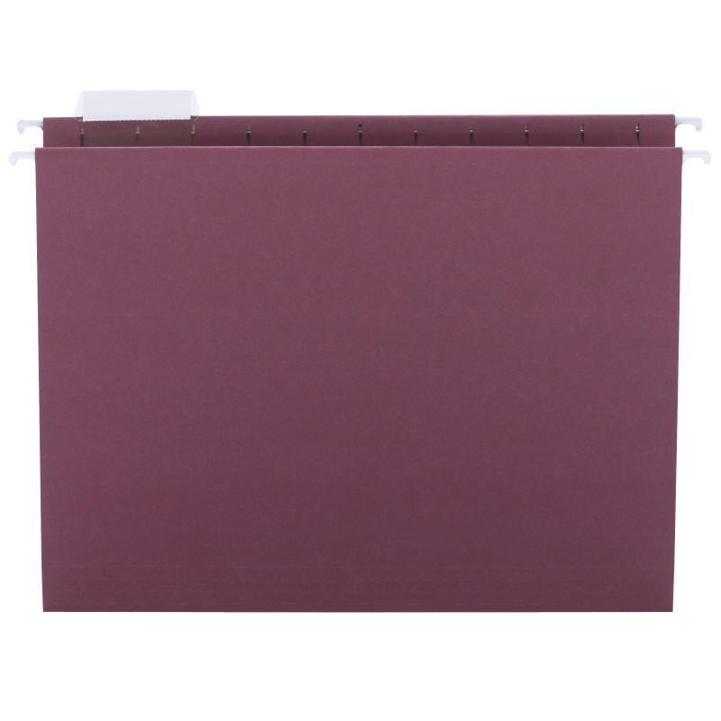 Smead Colored Hanging File Folders 1/5 Cut Tabs Letter Maroon 25/Box 64073