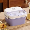 thumbnail image 4 of Lunch Box For Kids Adults 1100 Ml Lunch Box Container With 2 Floors 3 Compartments Leak Proof Container 2 In 1 Spoon Fork Ideal Box For School, 4 of 9