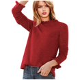 thumbnail image 1 of Abrigo largo grueso cálido de invierno Suéter de manga larga para mujer Suéteres de color sólido acanalado de punto con cuello Rojoondo casual (Rojo, L), 1 of 5