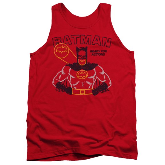Batman Ready For Action Adult Tank Top-Red