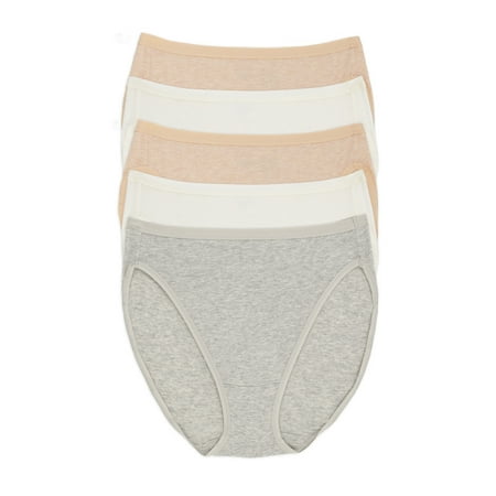 Organic Cotton Stretch Hi Cut Panty 5-Pack | Felina Women s Underwear (Urban Neutrals  Small)