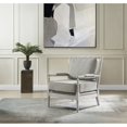 thumbnail image 2 of ACME Chaise d'Appoint en Tissu de Lin Gris et Chêne Clair, 2 of 6