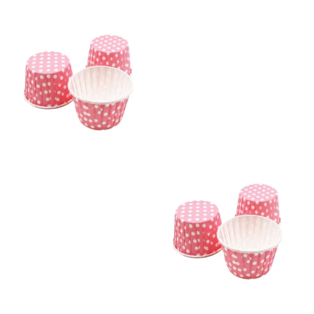 Billuyoard 50 Uds tazas de helado 200ml tazones de postre taza para tratar recipientes de comida Cupcake bandeja para hornear pasteles caja Punto/Rosa 2Conjunto