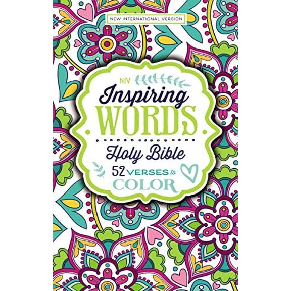 Pre-Owned Niv, Inspiring Words Holy Bible, Hardcover: 52 Verses to Color (Hardcover)