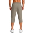 thumbnail image 4 of Tbopshirt Mens Capri Pants Solid Color Elastic Waist Drawstring Zippered Pocket Casual Sports Capris Pants,S-3XL, 4 of 7