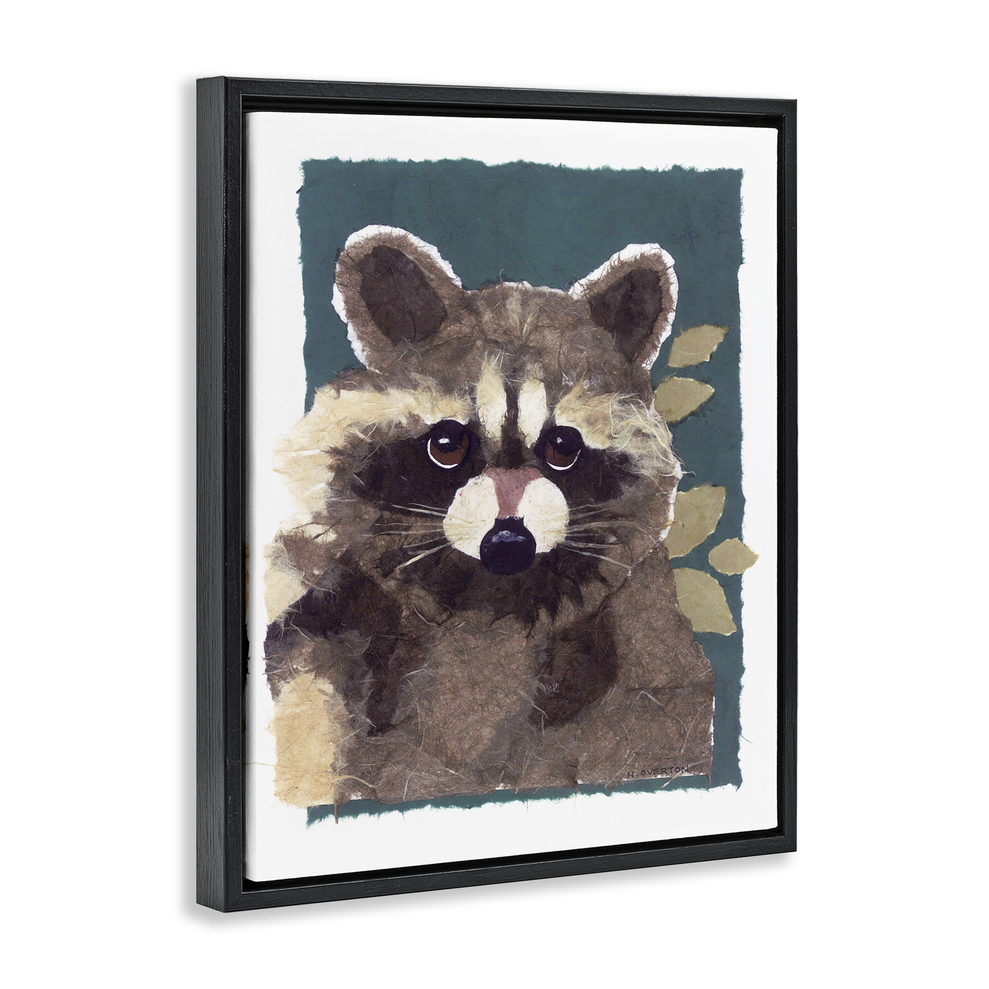 Stupell Industries Forest Animal Raccoon Animals & Insects Painting Black Floater Framed Canvas Art Print Wall Art, 17 x 21