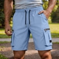 thumbnail image 6 of Mens Hiking Cargo Shorts 7" Quick Dry Lightweight Waterproof Stretch Drawstring Beach Shorts with Zipper Pockets for Hiking Golf Casual Loose Fit Big and Tall Size XS-3XL Blue, 6 of 8