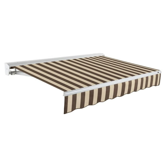 Awntech 12' x 10' Destin Right Motorized Patio Retractable Awning, Brown/Tan Stripe