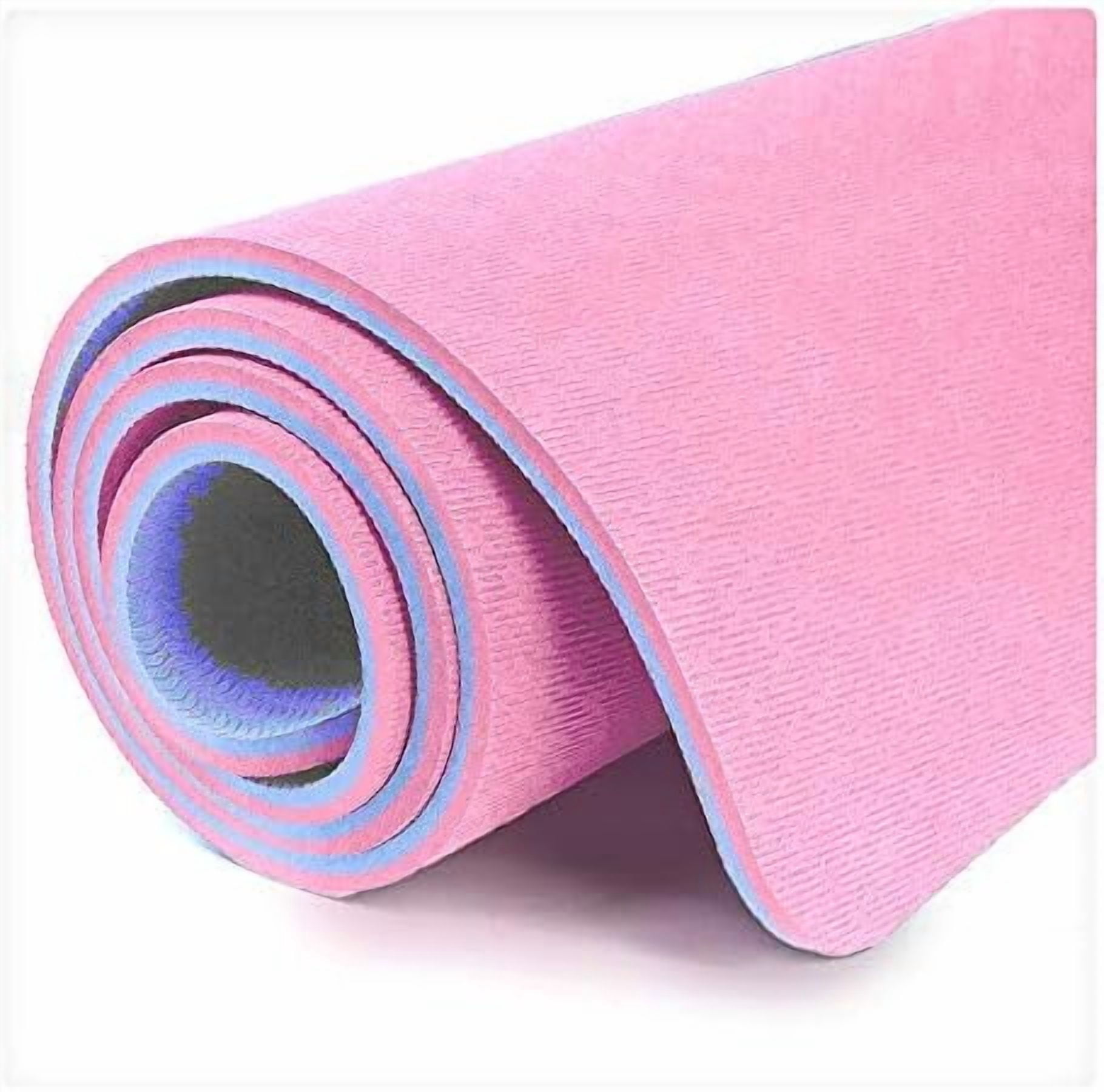 Extra Thick TPE Yoga Mat - 72"x 32" Thickness 1/2 Inch -Eco Friendly SGS Certified - With High Density Anti-Tear Exercise Bolster For Home Gym Travel & Floor Outside Pink/Blue