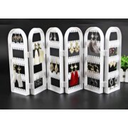Foldable Earrings Display Stand 6-Panel Jewelry Hanger Organizer Bracelets Necklace Holder, White