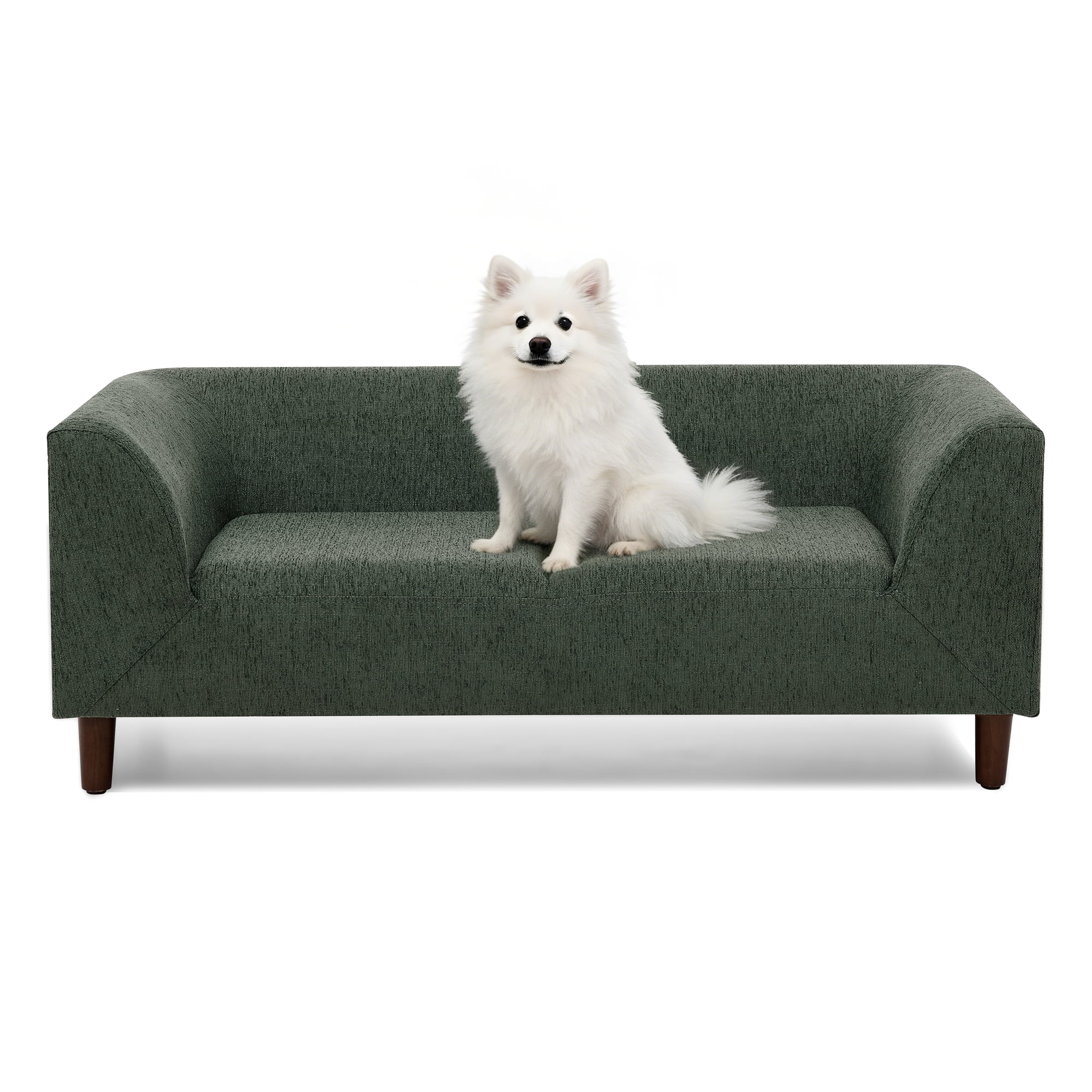 YIYADO Olive Green Modern Rectangular Pet Sofa with Backrest & Armrests, Soft Comfortable Dog Couch for Small & Medium Dogs, Sturdy Pet Furniture with Short Legs