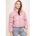 thumbnail image 3 of FASHNZFAB Pu Faux Leather Zipper Hooded Puffer Jacket, 3 of 5