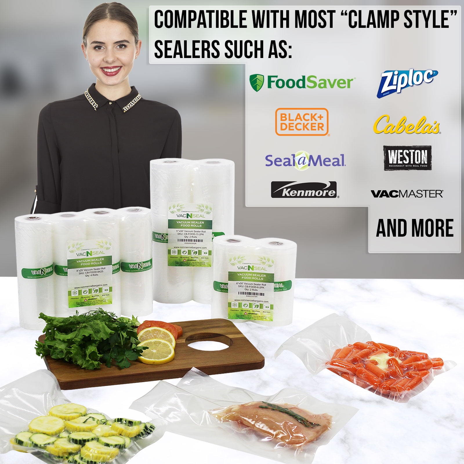 TWO GIANT 8/"x50/' Rolls Vacuum Sealer Food Storage Bags Huge Food $$$ Save!