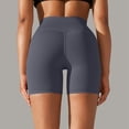 thumbnail image 4 of Biker Shorts Women Double Brushed Solid Color Yoga Shorts High Waist Elastic Compression Three Quarter Length Pants, 4 of 8