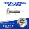 thumbnail image 2 of Fastenere Torx Security Machine Screws - 8-32 x 3/4" (25-Pack) Stainless Steel, Tamper-Resistant, Button Head Screws, Bolt Screw for Higher Level of Safety & Theft Prevention, 2 of 7