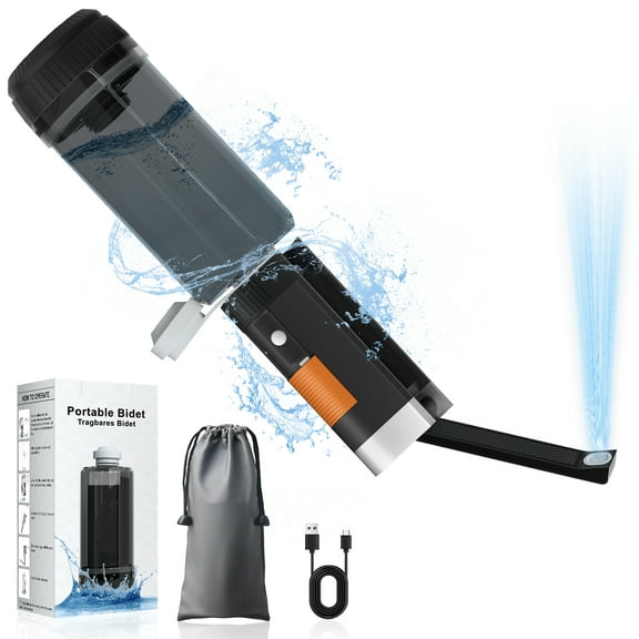 PChero Portable Bidet for Travel, 400ml Rechargeable Handheld Bidet Sprayer with 530ml/min & 680ml/min Dual Modes, 1100mAh USB-C Battery for Women Men Personal Hygiene