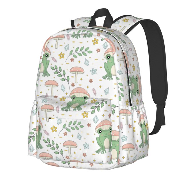 Disketp Frog and Mushrooms Mochila Escolar de Gran Capacidad y Peso Ligero, Mochila de Viaje Ideal para Escuela, Trabajo y Uso Diario, Cómoda y con Estilo