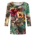 thumbnail image 6 of Tqyyweavej Womens 3/4 Sleeve Shirts Plus Size Printed Crew Neck Tops Loose Fit Casual V Neck Blouses, Gifts for Women S-5XL, 6 of 8