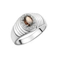 thumbnail image 4 of RYLOS Men's Rings Sterling Silver Classic Halo Of  Diamonds 7X5MM Oval Gemstone Ring Smoky Quartz June Birthstone Rings For Men Size 12, 4 of 8