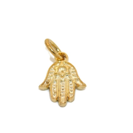 Hamsa Hand Charm Pendant 14k Yellow Gold