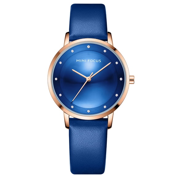 MINI FOCUS Élégante MINI FOCUS Montre à Quartz pour Femmes - Cadran Bleu Élégant avec Bracelet en Cuir, Étanche 3 ATM, Parfaite pour le Quotidien Ou les Affaires (MF0332L.10)