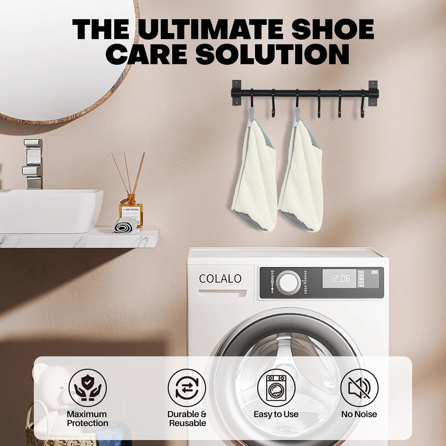 Shoe Washing Machine Bag: Laundry Shoe Bag for Washer and Dryer - 2pc Reusable Shoe Cleaning Bag for Sneaker Tennis Shoes Unstain Cleaner Kit(2 Pcs) Cream 2pcs