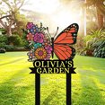 thumbnail image 2 of Personalized Garden Signs, Custom Metal Colorful Butterfly Garden Sign for Outside, Butterfly Garden Stake Metal Sign Garden Name Sign, Garden Decor Sign Yard Sign with Stakes(16inches-Nonporous), 2 of 8
