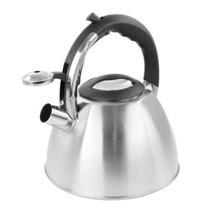 Mr. Coffee Duclair 2.3 Quart Stainless Steel Wide Whistling Tea Kettle in  Brushed Chrome